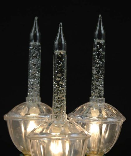 Product Cover Novelty Lights, Inc. CL-Bubble-Set-7 Tradtional Bubble Light and Stringer Set, 7 Clear Bubble Fluids with Silver Glitter, Green Wire, C7/E12 Candelabra Base, 7 Pack