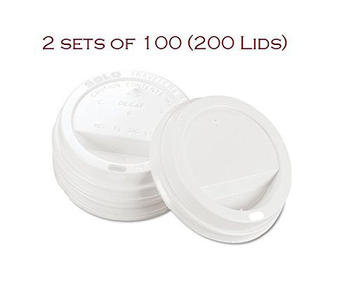 Product Cover SOLO TLP316-0007 White Traveler Lid for SSP and Bare Paper Hot Cup - 2 Packs of 100 (200 Lids Total)