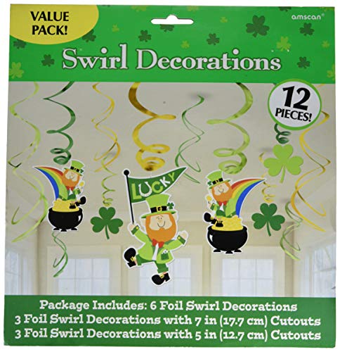 Product Cover Amscan St. Patrick's Day Green Foil Swirls, Value Pack, 12 Ct. | Party Decoration