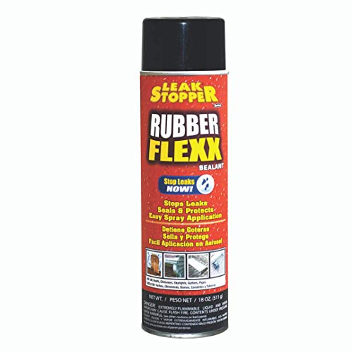 Product Cover Leak Stopper Rubber Flexx Leak Repair & Sealant Spray 18 Oz | Just Point & Spray for Making basic repairs on wood, asphalt roofing, metal and masonry surfaces | 100 % Flexible Seal | Black |