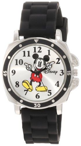 Product Cover Disney Kids' MK1080 Mickey Mouse Watch with Black Rubber Strap