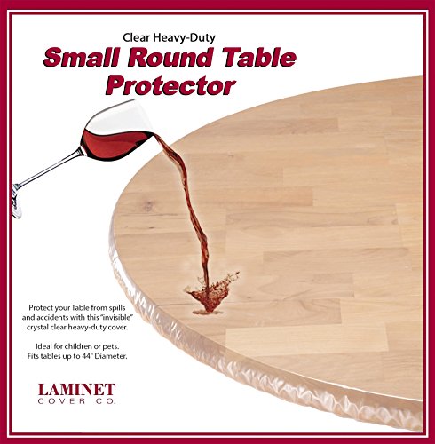 Product Cover LAMINET - Plastic Elastic Fitted Table Cover Protector - Clear - Small Round - Fits Tables up to 44