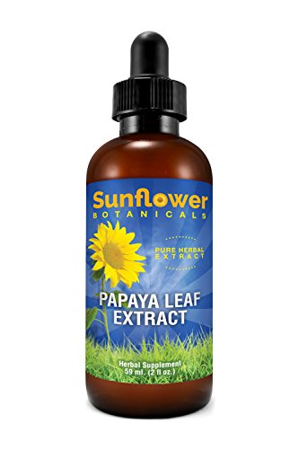 Product Cover Sunflower Botanicals Papaya Leaf Extract, 2 oz. Glass Dropper-Top Bottle, Vegan, Non-GMO and All-Natural, Optimally Concentrated