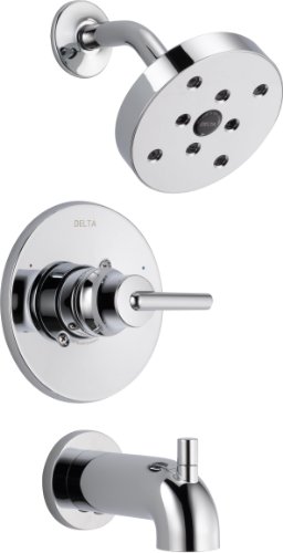 Product Cover Delta Faucet Trinsic 14 Series Single-Function Tub and Shower Trim Kit with Single-Spray H2Okinetic Shower Head, Chrome T14459 (Valve Not Included)