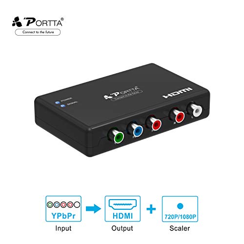 Product Cover Portta YPbPr Component RGB + R/L to HDMI Converter v1.3 up Scaler for 720p 1080p Support DVD Player PS4 Xbox