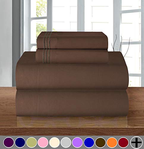 Product Cover Elegant Comfort Luxury Soft 1500 Thread Count Egyptian Quality 3-Piece Sheet Wrinkle and Fade Resistant Bedding Set, Deep Pocket up to 16inch Twin/Twin XL Chocolate Brown