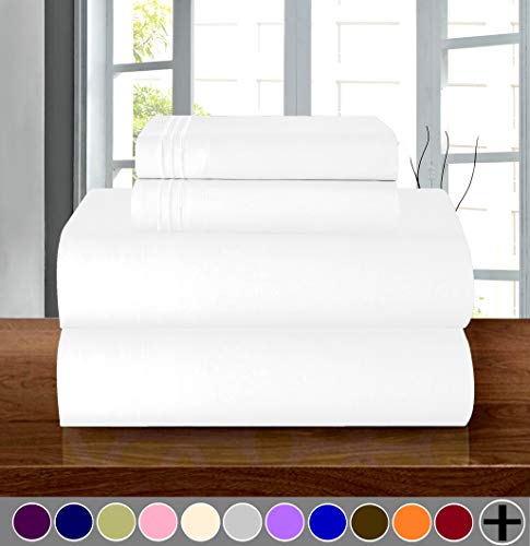Product Cover Elegant Comfort Luxury Soft 1500 Thread Count Egyptian Quality 4-Piece Sheet Wrinkle and Fade Resistant Bedding Set, Deep Pocket up to 16inch, King, White