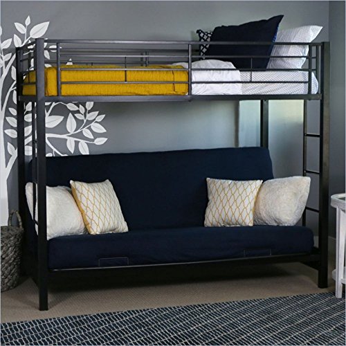 Product Cover Sturdy Metal Twin-over-Futon Bunk Bed in Black Finish
