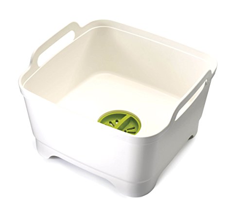 Product Cover Joseph Joseph 85055 Wash & Drain Wash Basin Dishpan with Draining Plug Carry Handles 12.4-in x 12.2-in x 7.5-in, White