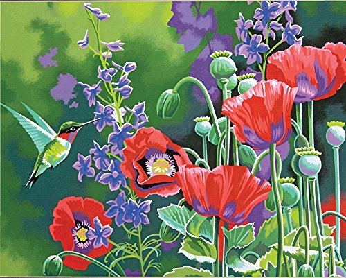 Product Cover Dimensions Crafts Paintworks Paint by Number Kit, Hummingbird and Poppies
