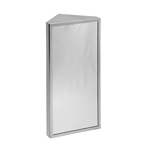 Product Cover Renovators Supply Manufacturing Corner Medicine Cabinet Polished Stainless Steel Mirror Door Three Shelves Removable Middle Shelf