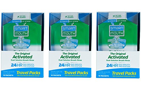 Product Cover SmartMouth Mouthwash Travel Packets for 24 Hours of Fresh Breath Guaranteed, 3 Boxes, 10 packs each