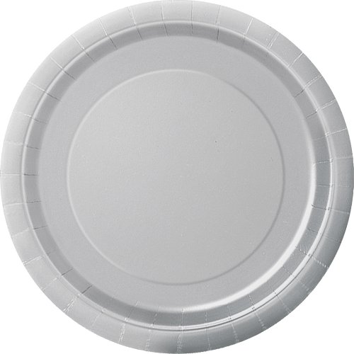 Product Cover Unique Industries, Cake Paper Plates, 20 Pieces - Silver