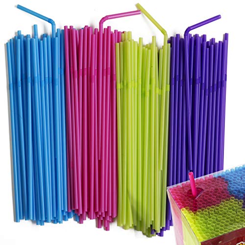 Product Cover Disposable Drinking Straws - Flexible Neon Colored Bendy Plastic Straw - Colorful Party Fun Straws - Bulk Pack - Kid Friendly - BPA Free - 450 Count By MontoPack.