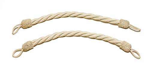 Product Cover Pair of Large 1 inch (25mm) Thick, Natural, Linen Color Rope Tiebacks|18 inches (46cm) Long|Indoor/Outdoor use|Manufactured and Sold Exclusively by DecoPro