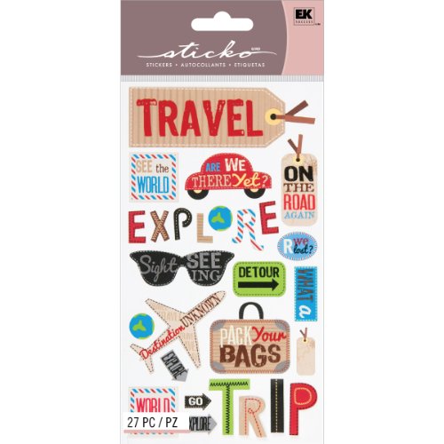 Product Cover EK Success Brands Decorative Sticko Stickers, Happy Traveling