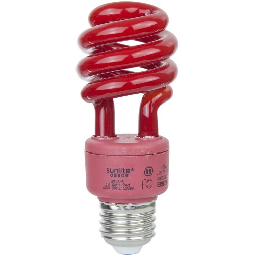 Product Cover Sunlite SM13/R 13-watt Spiral Energy Saving Compact Fluorescent CFL Light Bulb (40-Watt Incandescent Equivalent), Medium Base, Red