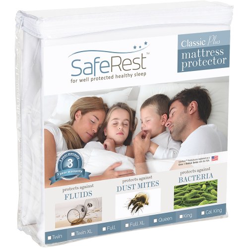 Product Cover Twin Extra Long SafeRest Classic Plus Hypoallergenic 100% Waterproof Mattress Protector - Vinyl Free