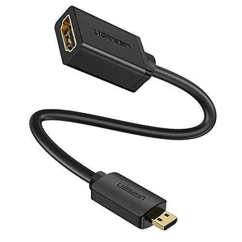 Product Cover UGREEN Micro HDMI Adapter Micro HDMI to HDMI Female Cable 4K Compatible for Raspberry Pi 4, GoPro Hero 7 5 Black 4 6 3, Sony A5100 A6000 A6300 Camera, Lenovo Yoga 3 Pro, ASUS ZenBook Laptop, 8 Inch