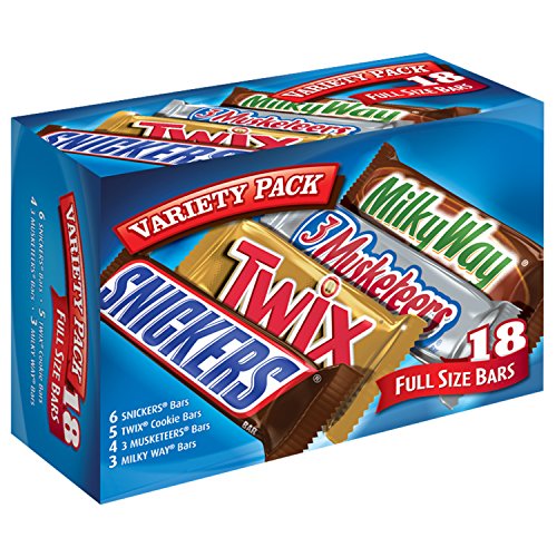Product Cover SNICKERS, TWIX, 3 MUSKETEERS & MILKY WAY Full Size Halloween Chocolate Candy Bars Variety Mix, 33.31-Ounce 18-Count Box