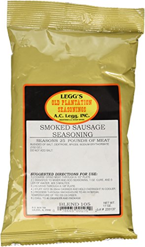 Product Cover A.C. Legg Old Plantation Smoked Sausage Seasoning (Seasons 25 Pounds), 11 Ounce - with Cure
