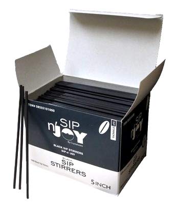Product Cover Crystalware, Plastic Stirrer, Sip Stirrer, For Coffee and Cocktail, 5 Inches, 1000/Box, Black