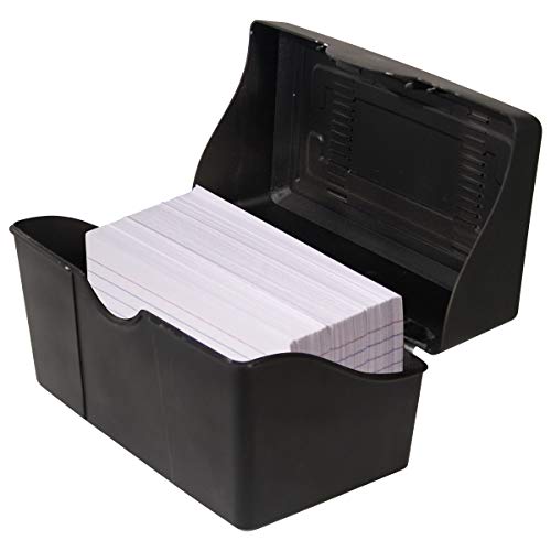 Product Cover Advantus Stackable Flip Top 3 x 5 Index Card Holder, 300 Card Capacity Box, Black, 3.5 H x 5.5 L x 3 W Inches, 45001