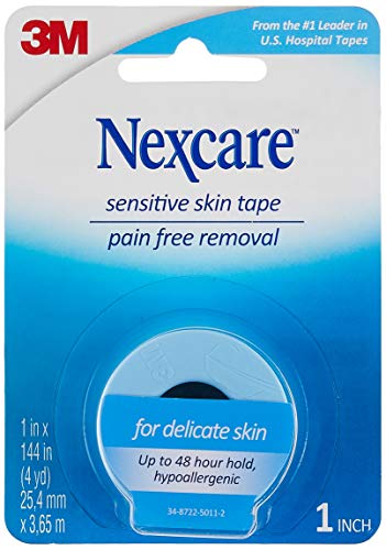 Product Cover Nexcare Sensitive Skin Tape, Pain-Free Removal, 1-inch X 4 Yard Roll (Pack of 6)