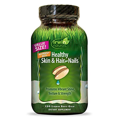 Product Cover Irwin Naturals Nutrient Rich Healthy Skin & Hair Plus Nails - Promotes Vibrant Shine Texture & Strength - 120 Liquid Softgels