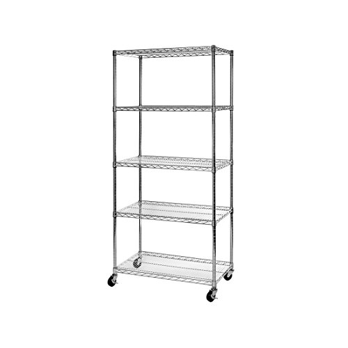 Product Cover Seville Classics SHE18370BZ UltraDurable Commercial-Grade 5-Tier NSF-Certified Wire Shelving with Wheels, 36
