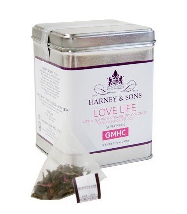 Product Cover Harney & Sons Love Life Tea Tin - Green Tea with Strawberry, Coconut, Vanilla and Puffed Rice - Supporting GMHC - 1.44 Grams, 20 Sachets