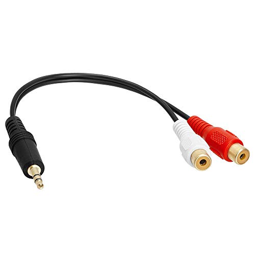 Product Cover C&E M-CNE63119 6Inch 3.5mm Stereo Male to 2 RCA Female Cable Gold-Plated (Red/White)