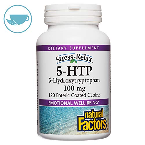 Product Cover Stress-Relax by Natural Factors, 5-HTP 100 mg, Support for Emotional Health and Relaxation, 120 caplets (120 servings)