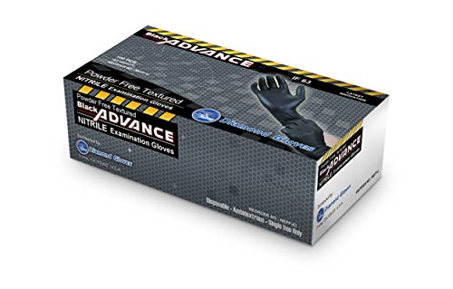 Product Cover Diamond Gloves 6.3 mil Black Advance Nitrile Examination Powder-Free Gloves, Heavy Duty, Large, 100 Count-Size Medium (NEPF63-M)