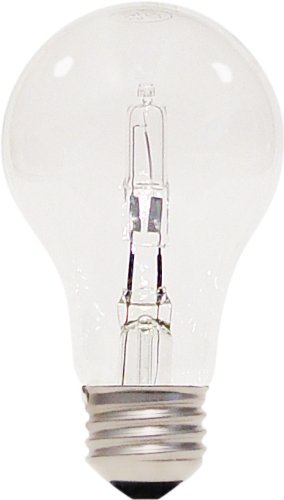 Product Cover Satco Products S2402 43-Watt (60-Watt) 750 Lumens A19 Halogen Warm White 3000K Clear Light Bulb, 2-Pack