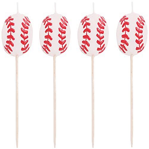 Product Cover Creative Converting 4 Count Sports Fanatic Baseball Shaped Pick Candles - 105764