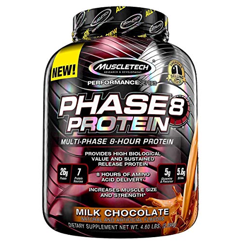 Product Cover MuscleTech Phase8 Whey Protein Powder Blend, Sustained Release 8-Hour Protein Shake, Milk Chocolate, 4.6 Pound