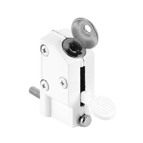 Product Cover Defender Security U 9884 Sliding Door Lock, Keyed, Step-on, White Finish