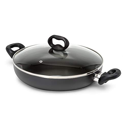 Product Cover Ecolution EVBK-5130 Evolve 12 Inch Non-Stick Extra Large Everyday Pan Dishwasher Safe, Scratch Resistant, with Easy Food Release Interior, Silicone Handle and Even Heating Base, Black