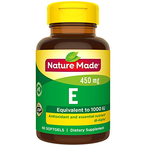 Product Cover Nature Made Vitamin E 450 mg (1000 IU) dl-Alpha Softgels, 60 Count for Antioxidant Support (Packaging May Vary)
