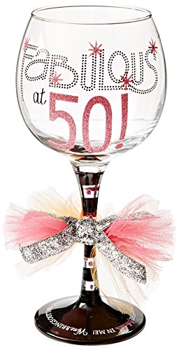 Product Cover Mud Pie Fabulous at 50 Wine Glass