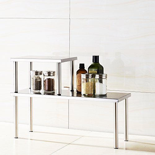 Product Cover Cook N Home 2-Tier Stainless Steel Counter Storage Shelf Organizer, Rectangle