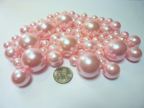 Product Cover 80 Jumbo & Assorted Sizes All Light Pink Pearls/Baby Pink Pearls Value Pack Vase Fillers - The Transparent Water Gels to float the Pearls are sold separately...... by Vase Pearlfection