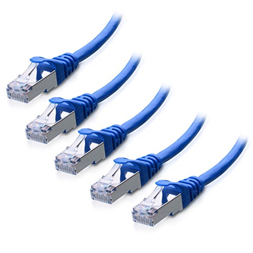 Product Cover Cable Matters 5-Pack Snagless Cat 6a, Cat6a (SSTP, SFTP) Shielded Ethernet Cable in Blue 3 Feet