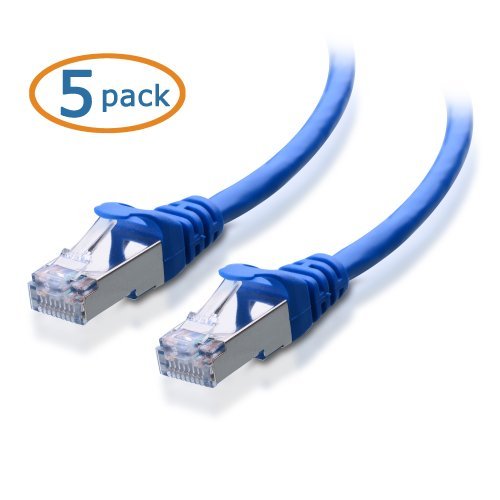 Product Cover Cable Matters 5 Pack, Cat6a Snagless Shielded (SSTP/SFTP) Ethernet Patch Cable in Blue 7 Feet