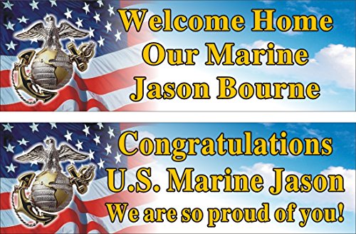 Product Cover 2ftX6ft Personalized Welcome Home or Congratulations US (U.S.) Marine Corps Banner Sign Poster (1 banner only)