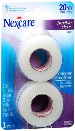 Product Cover Nexcare Tape, Flexible Clear, Value Pack 2 , 1 Inch X 10 Yrds Each Roll, (Pack of 4) 80 Yards Total