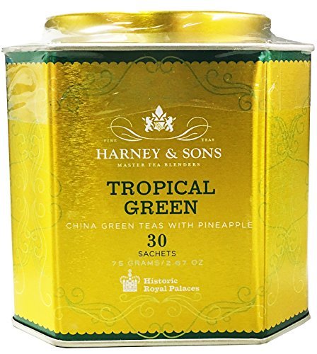 Product Cover Harney & Sons HRP Tropical Green Bancha Green Tea and Pineapple 30 Count Sachet Tin