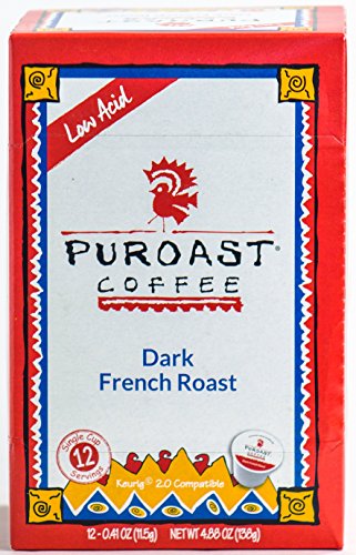 Product Cover Puroast Low Acid Coffee French Roast Single Serve Coffee, 2.0 Keurig Compatible, 12 Count