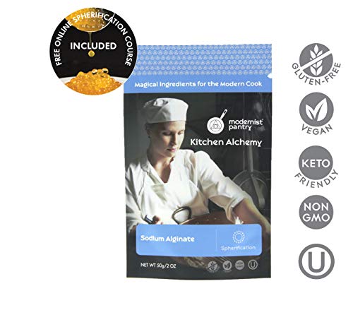 Product Cover Pure Sodium Alginate (Molecular Gastronomy) ⊘ Non-GMO ☮ Vegan ✡ OU Kosher Certified - 50g/2oz